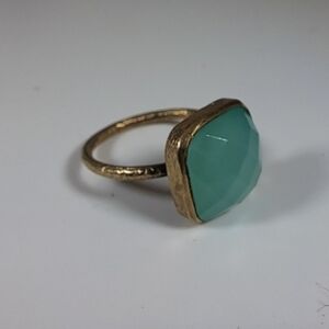Vintage 925 Sterling Silver Chalcedony Gemstone Ring With Gold Vermeil Size 6